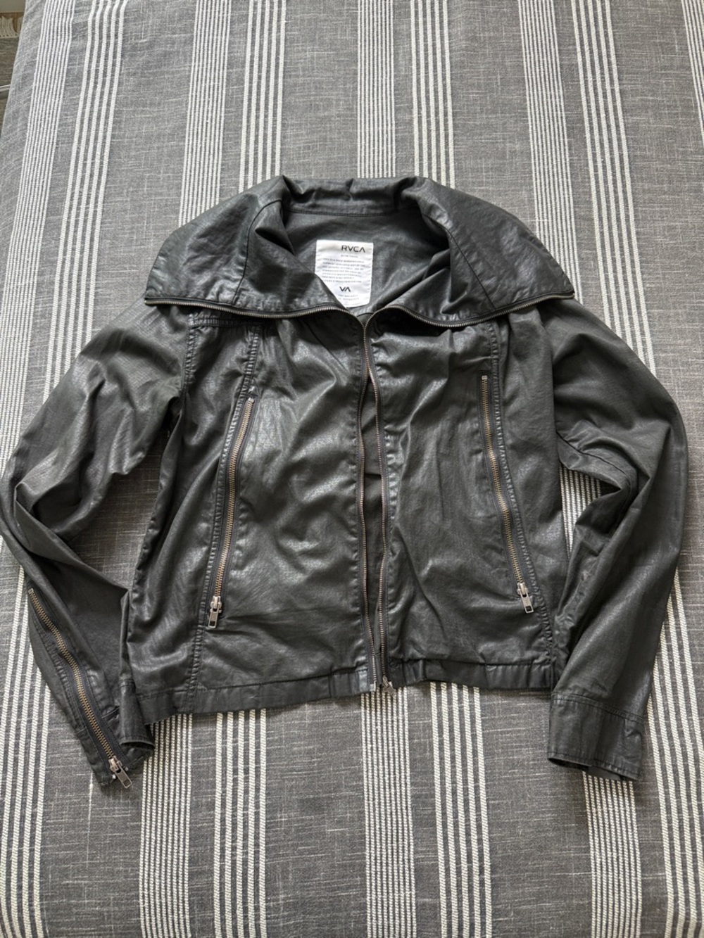 RVCA Women's Black Faux Leather Zip Jacket